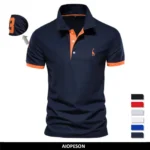 AIOPESON Embroidery 35% Cotton Polo Shirts for Men Casual Solid Color Slim Fit Mens Polos New Summer Fashion Brand Men Clothing