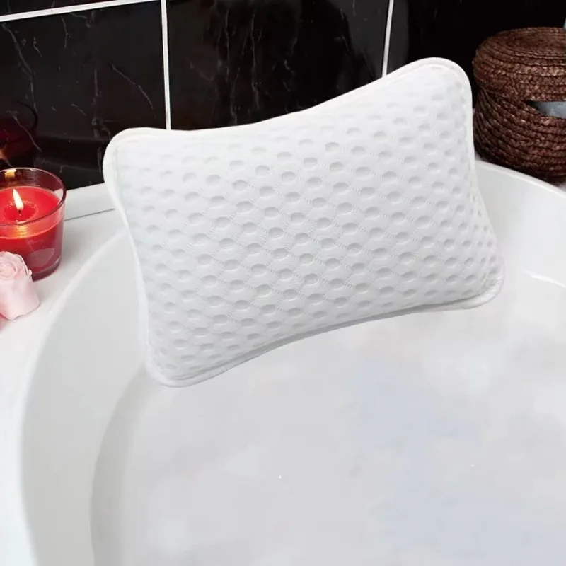 Bath Pillow with Easy-Dry Hook, Neck Support, 2 Anti-Slip Suction Cups Bath Pillow with Easy-Dry Hook, Neck Support, 2 Anti-Slip Suction Cups
