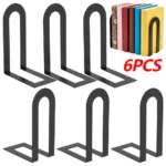 6Pcs Metal Bookends Set Compact Stable Book Holder Minimalist Book Stopper Desktop Storage Accessory for Home Office Decoration