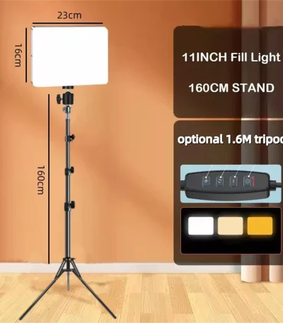 LED Video Light With Professional Tripod Stand Remote Control Dimmable Panel Lighting Photo Studio Live Photography Fill-in Lamp