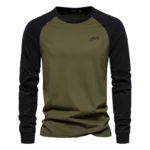 AIOPESON Men’s T-shirts 100% Cotton Long Sleeve O-neck Pactwork Casual T shirts for Men New Spring Designer Tees Men Clothing