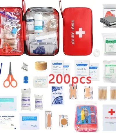 Family Car Travel First Aid Kit 198 Pieces First Aid Kit for Home, Car, Travel, Business, Survival, Office, Camping, Hiking, Boa 1