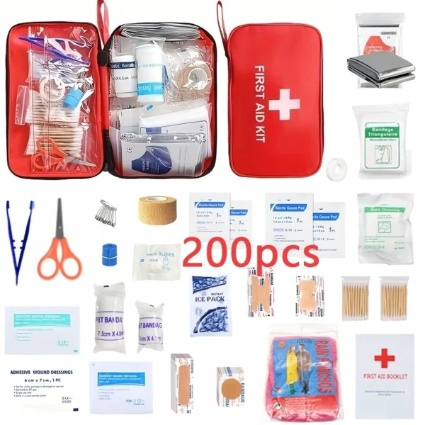 Family Car Travel First Aid Kit 198 Pieces First Aid Kit for Home, Car, Travel, Business, Survival, Office, Camping, Hiking, Boa