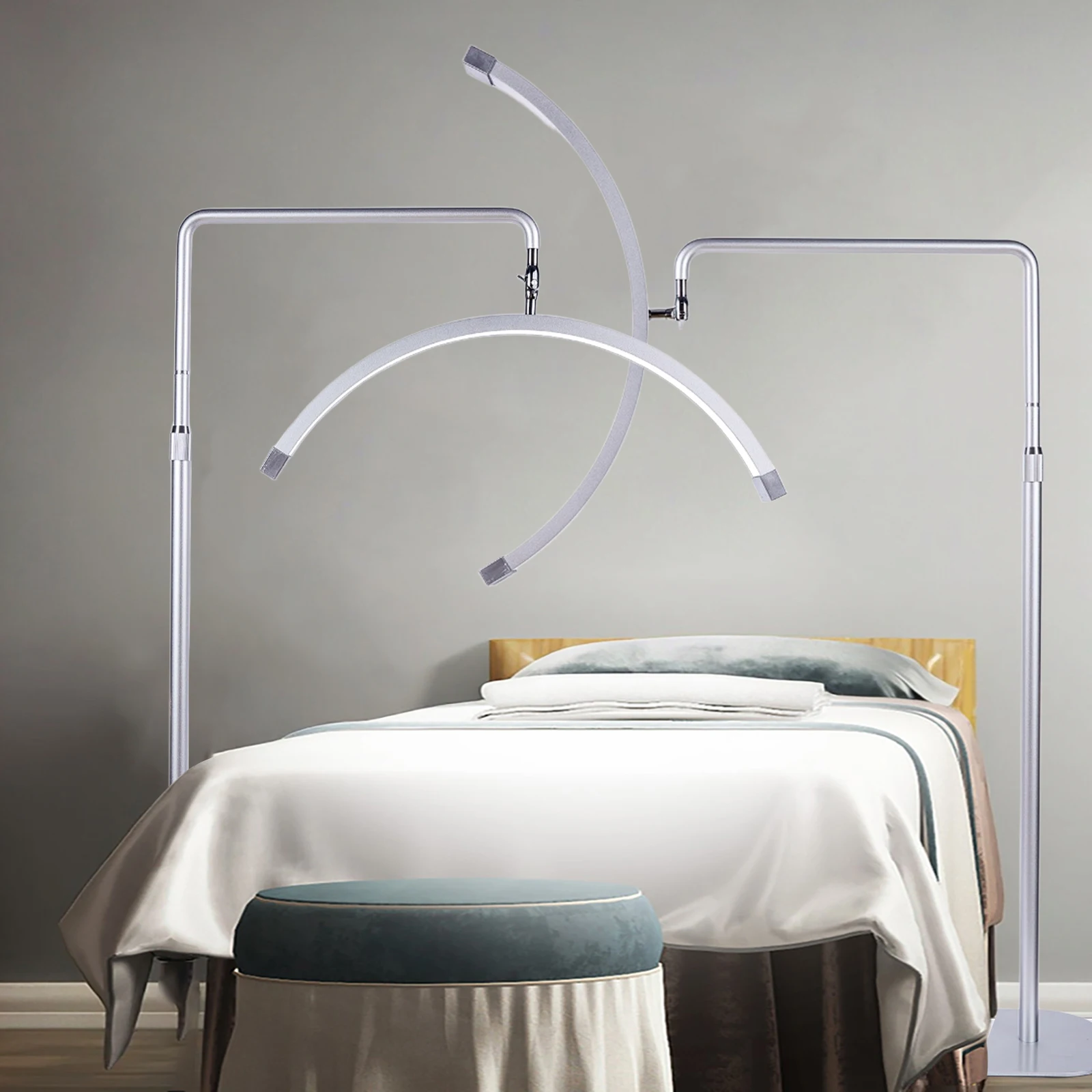 Fosoto 28inch 45W Silvery Multi-angle Rotation Half-Moon Light LED Floor Lash Lamp with Phone Clip For Eyelash Tattoo Salon Fosoto 28inch 45W Silvery Multi-angle Rotation Half-Moon Light LED Floor Lash Lamp with Phone Clip For Eyelash Tattoo Salon