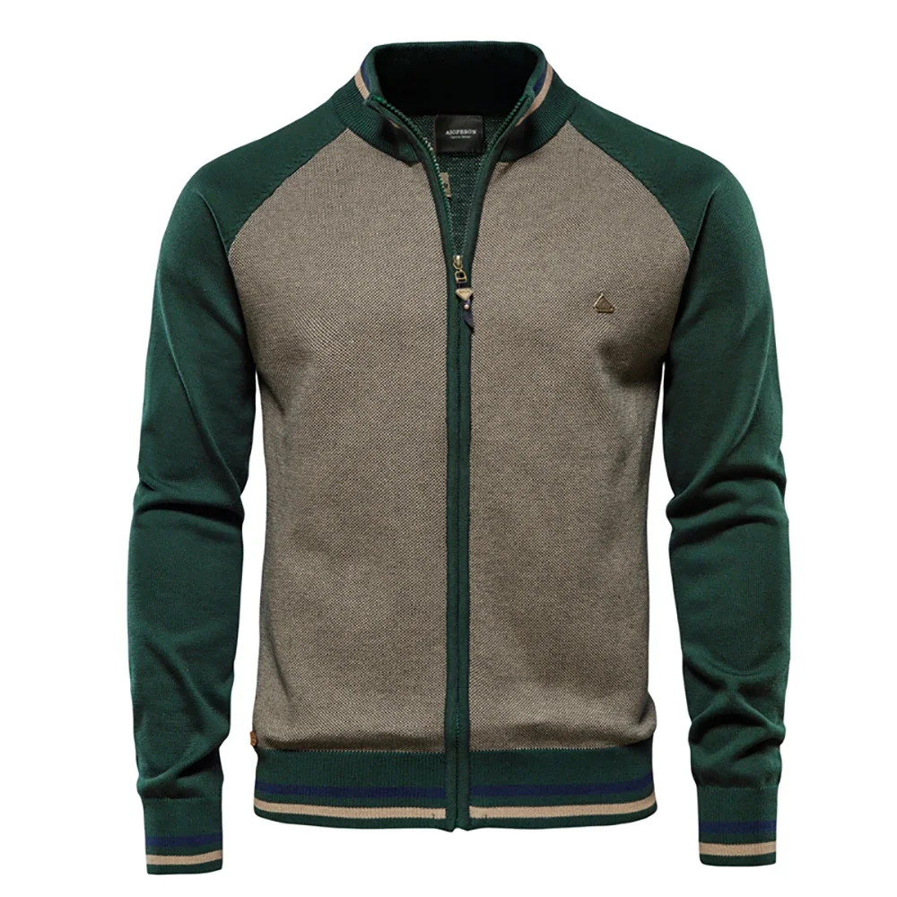 AIOPESON Spliced Cardigan Men Streetwear Casual High Quality Cotton Sweater Men Winter Fashion Brand Cardigans for Men AIOPESON Spliced Cardigan Men Streetwear Casual High Quality Cotton Sweater Men Winter Fashion Brand Cardigans for Men