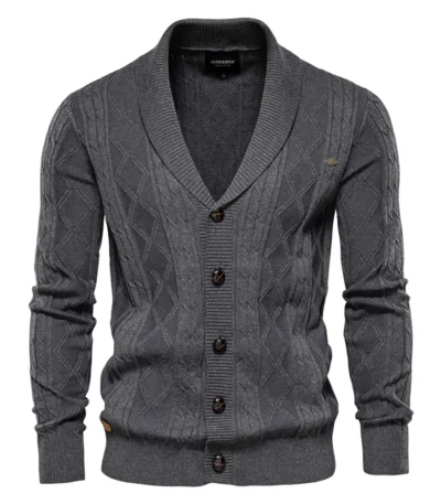 AIOPESON Cotton Argyle Cardigan Men Casual Single Breasted Solid Color Business Mens Cardigans New Winter Fashion Sweater Man 1