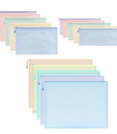 5 PCS A4 A5 A6 Mesh Zipper Pouch Document Bag Waterproof Zip File Folder Storage Bags A4 A5 A6 Office School Supplies Stationery 1