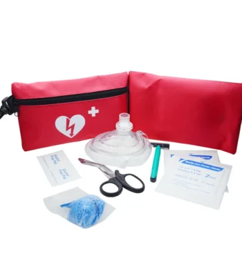 First Aid Adult and Infant CPR Mask Combo Kit AED Response kit with Valves Vinyl Gloves Alcohol Prep Pads 1