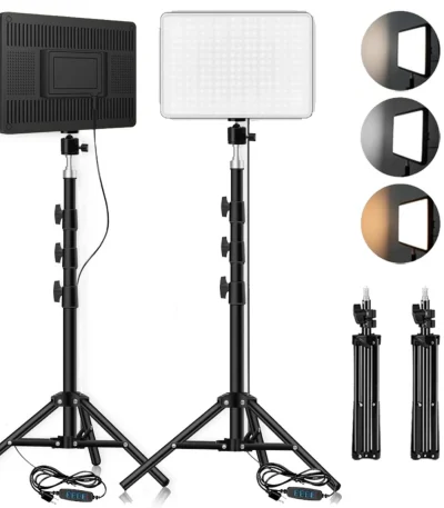 LED Video Lights Conference Photography Lighting Selfie Light Photo Studio Lamp With Tripod for Shoot Live Streaming TikTok Zoom