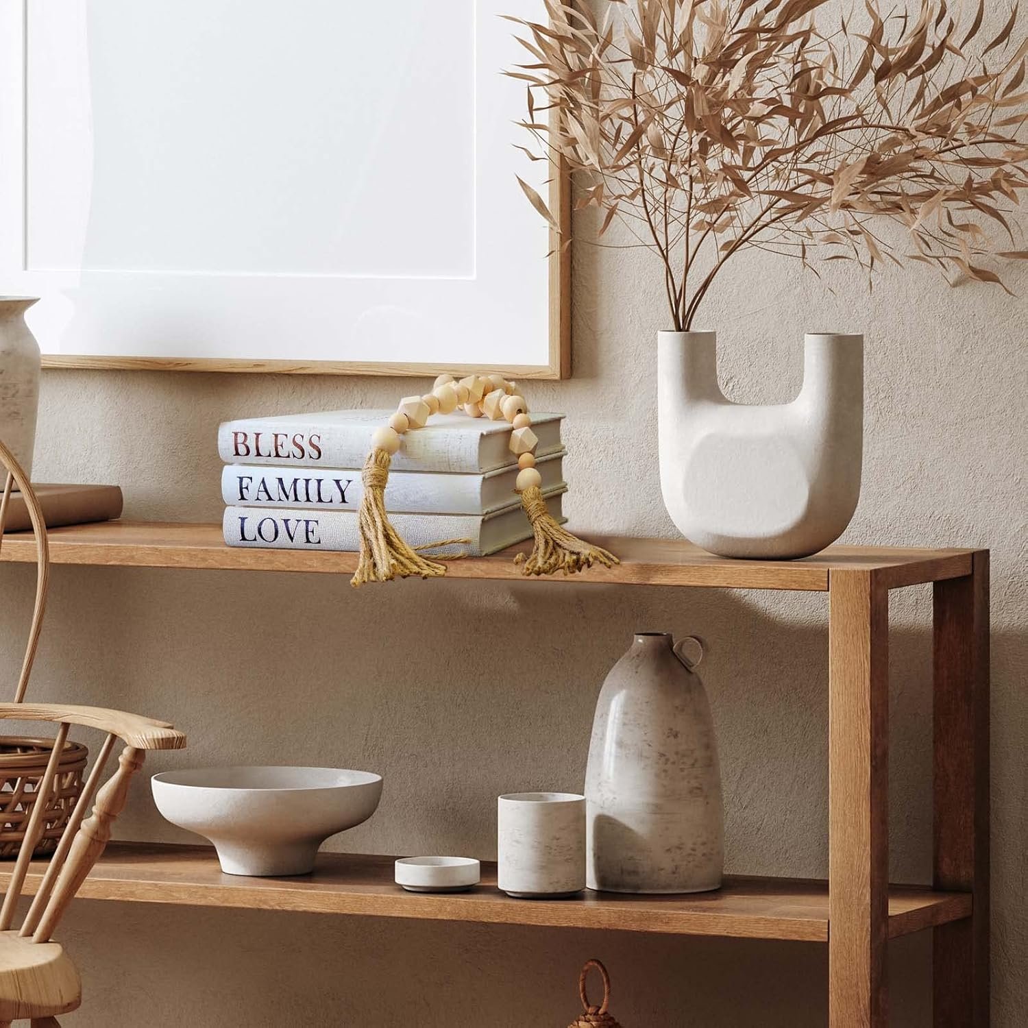 Linen Covered Decor Books 3 Pieces, Decorative Books for Home Decor, Coffee Table Books Decor, Stacked Book Decor - Shelf, Entryway, Console Table, Fireplace Mantel Decor (Bless/Family/Love) - Image 6