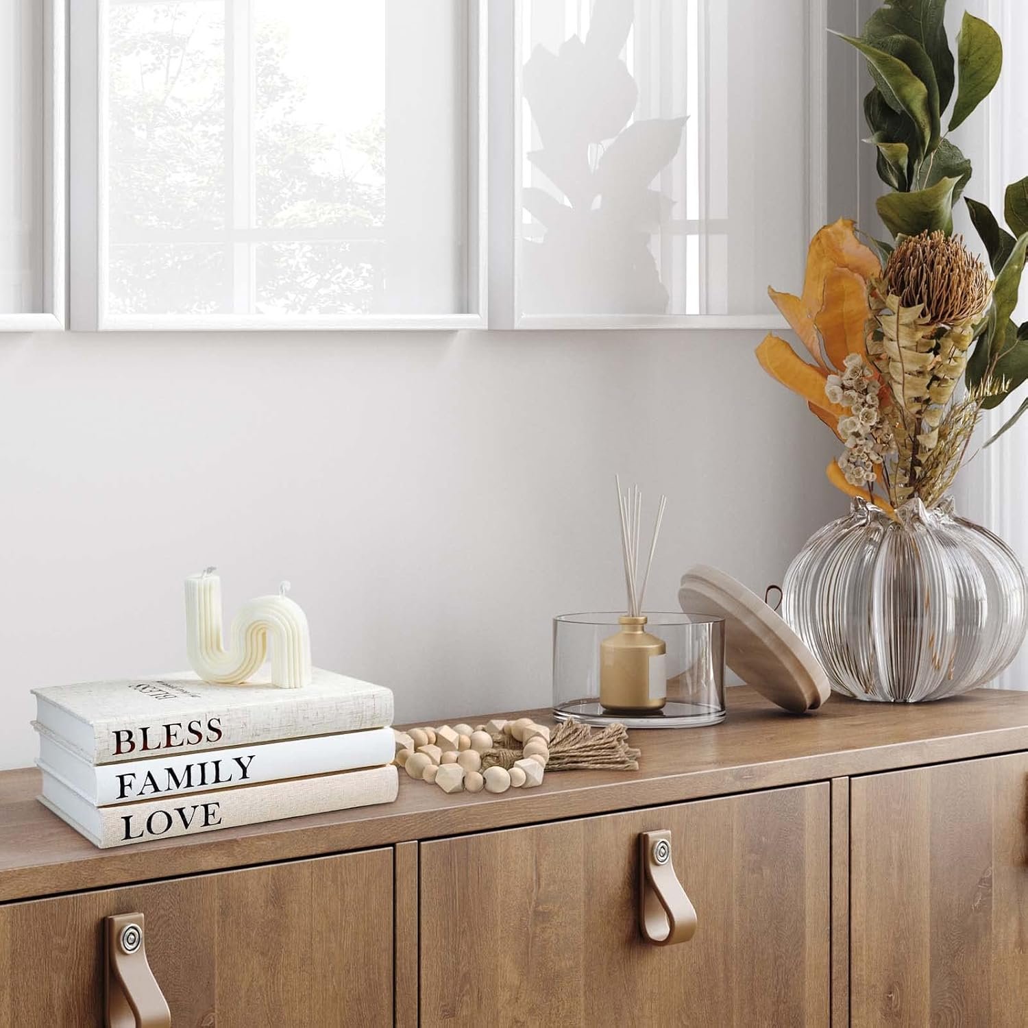 Linen Covered Decor Books 3 Pieces, Decorative Books for Home Decor, Coffee Table Books Decor, Stacked Book Decor - Shelf, Entryway, Console Table, Fireplace Mantel Decor (Bless/Family/Love) - Image 7