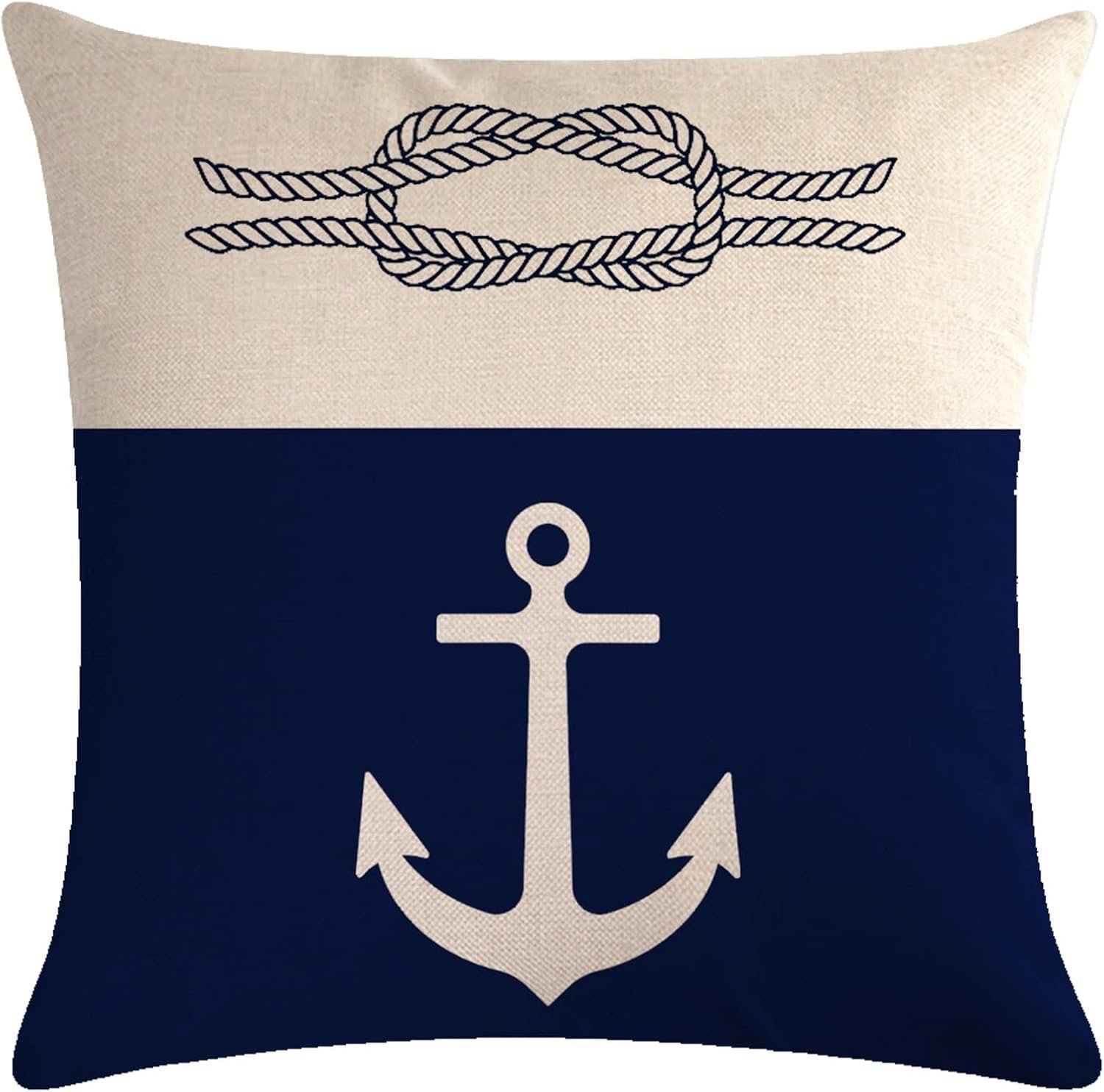 7COLORROOM Set of 4 Nautical Navy Blue Throw Pillow Covers Coastal Sailing Anchor/Compass Cushion Cover Coastal Beach House Decor Pillowcases 18”x18” for Sofa Couch Patio - Image 4