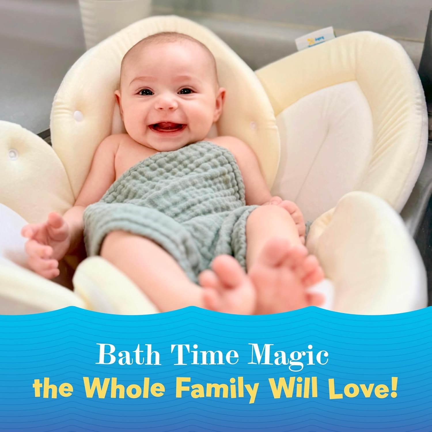 Blooming Baby ColorBloom Baby Bath Seat for Sink - Temperature-Sensing Color-Changing Fabric, Plush Lotus Bath Cushion, Fits Most Sinks, Machine Washable, Newborn Bath Support (0–6 Months) - Image 6