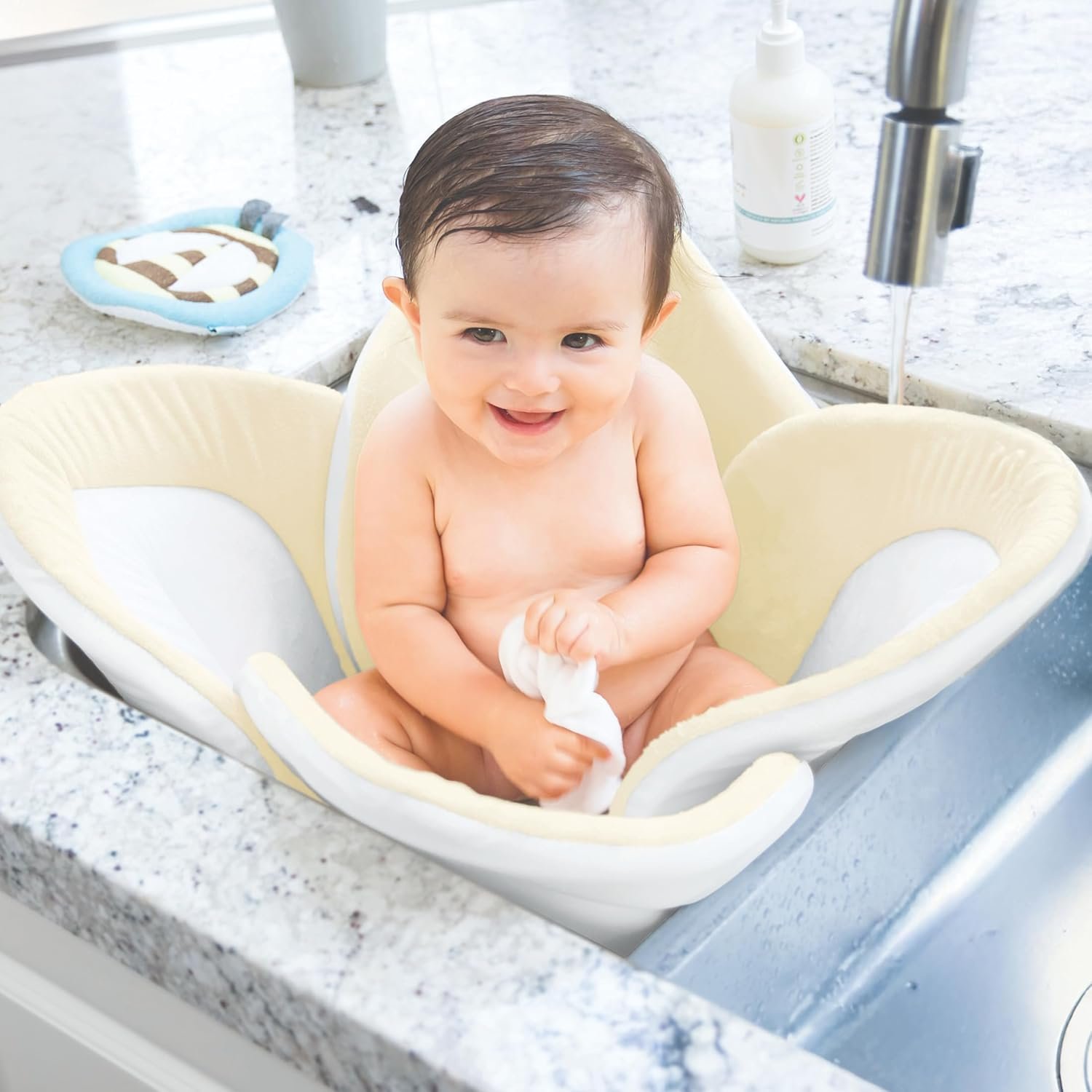 Blooming Baby ColorBloom Baby Bath Seat for Sink - Temperature-Sensing Color-Changing Fabric, Plush Lotus Bath Cushion, Fits Most Sinks, Machine Washable, Newborn Bath Support (0–6 Months) - Image 9