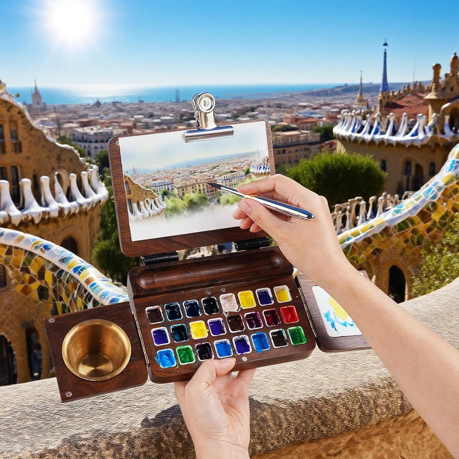 Fuumuui 3pcs Dual-Tip Travel Watercolor Brushes with 6 Versatile Tip Styles, Premium Synthetic Squirrel Hair Travel Paint Brush Set for Plein Air Painting - Watercolor Acrylic Gouache Ink - Image 6