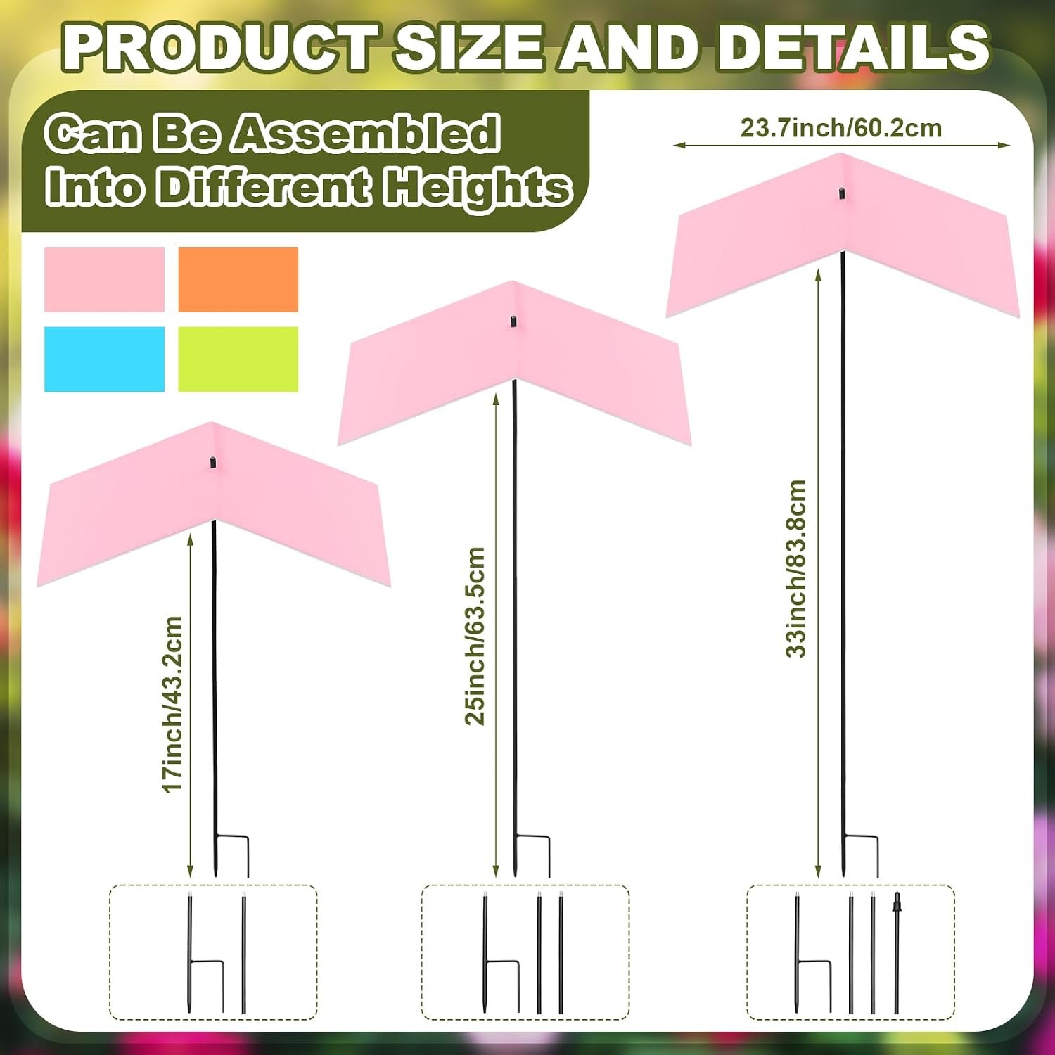 Novabright 4 Pack Plant Shade Umbrellas for Outdoor Plants, 16" x 24" Colorful Sun Shade Cover with Stakes for Potted Plants, Garden Beds & Flowers, UV Protection Umbrella for Plant - Image 3