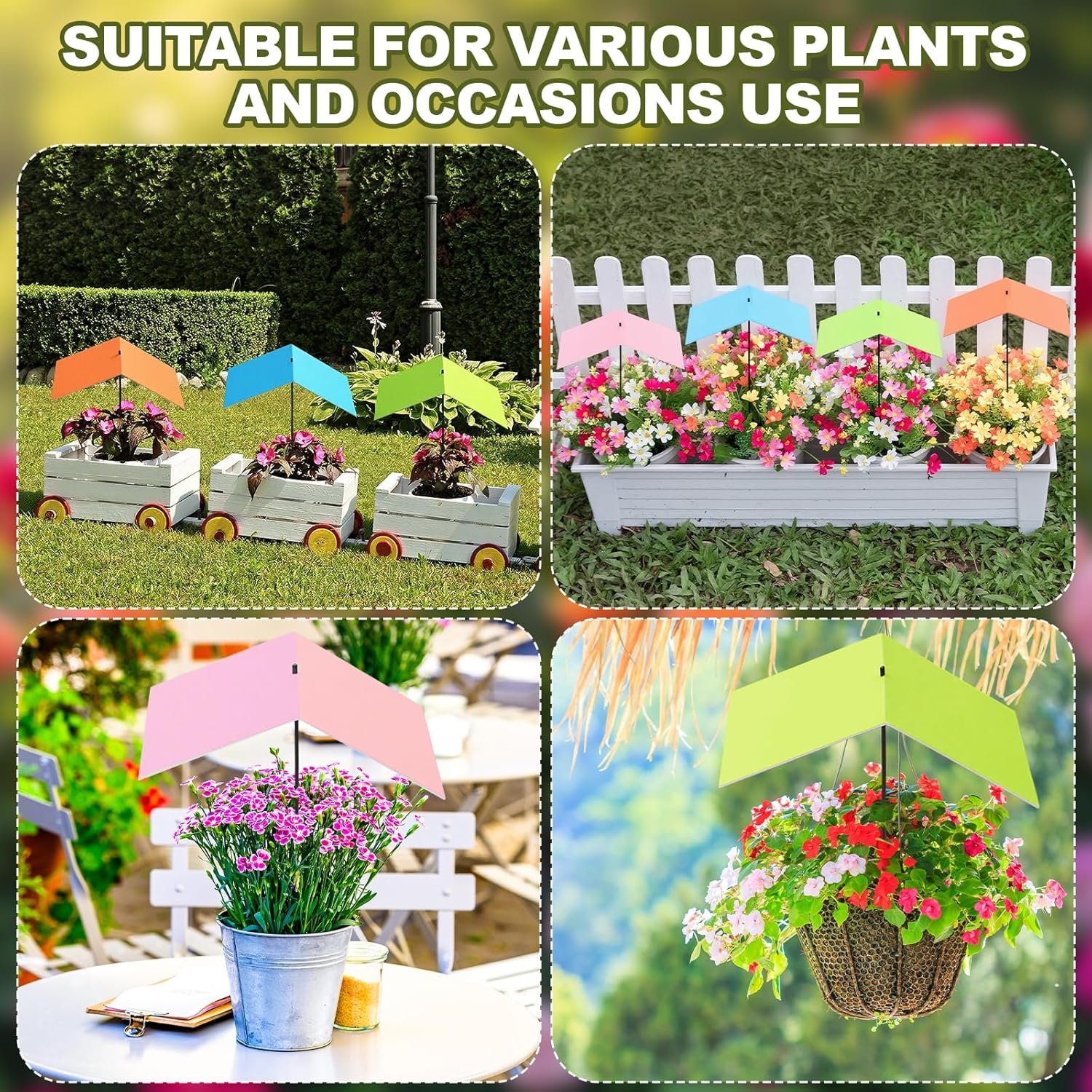 Novabright 4 Pack Plant Shade Umbrellas for Outdoor Plants, 16" x 24" Colorful Sun Shade Cover with Stakes for Potted Plants, Garden Beds & Flowers, UV Protection Umbrella for Plant - Image 5