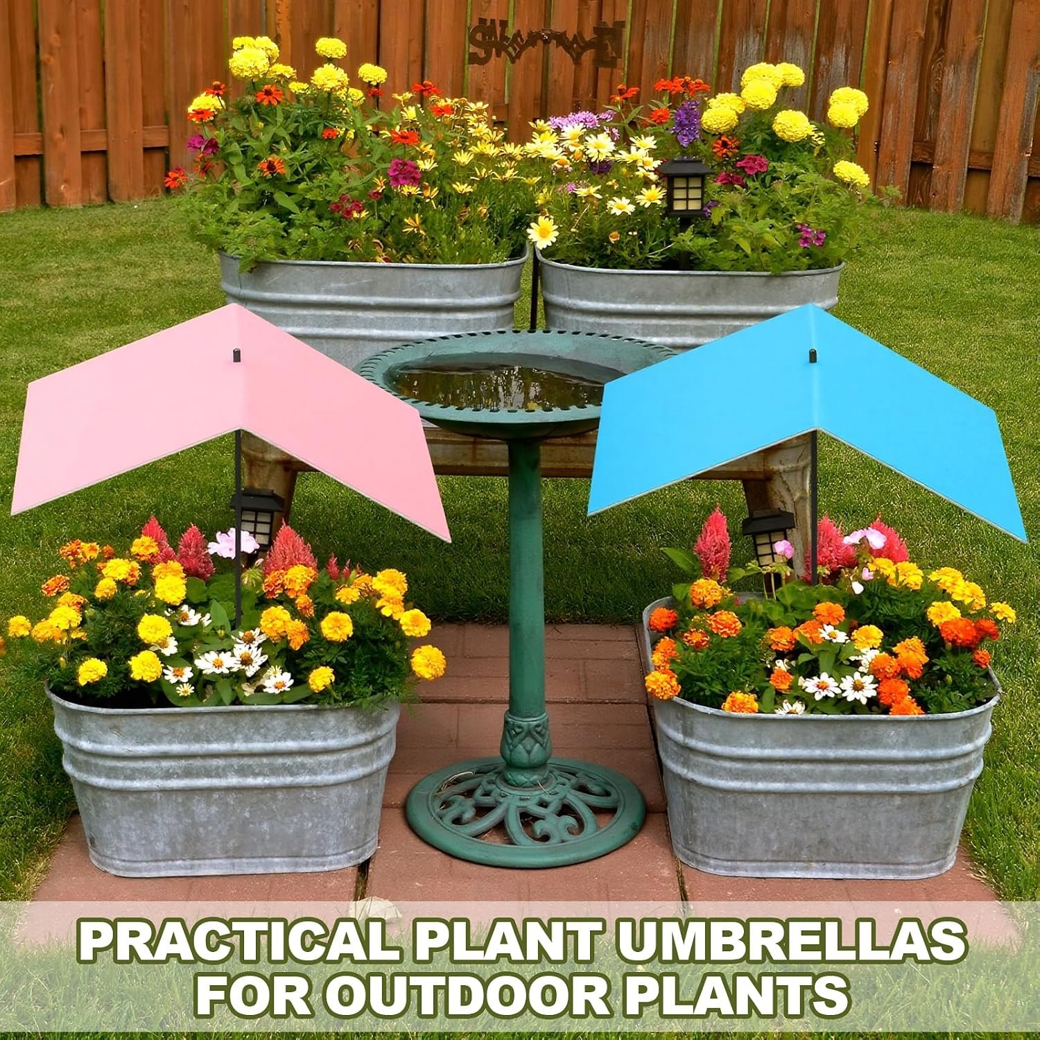 Novabright 4 Pack Plant Shade Umbrellas for Outdoor Plants, 16" x 24" Colorful Sun Shade Cover with Stakes for Potted Plants, Garden Beds & Flowers, UV Protection Umbrella for Plant - Image 6
