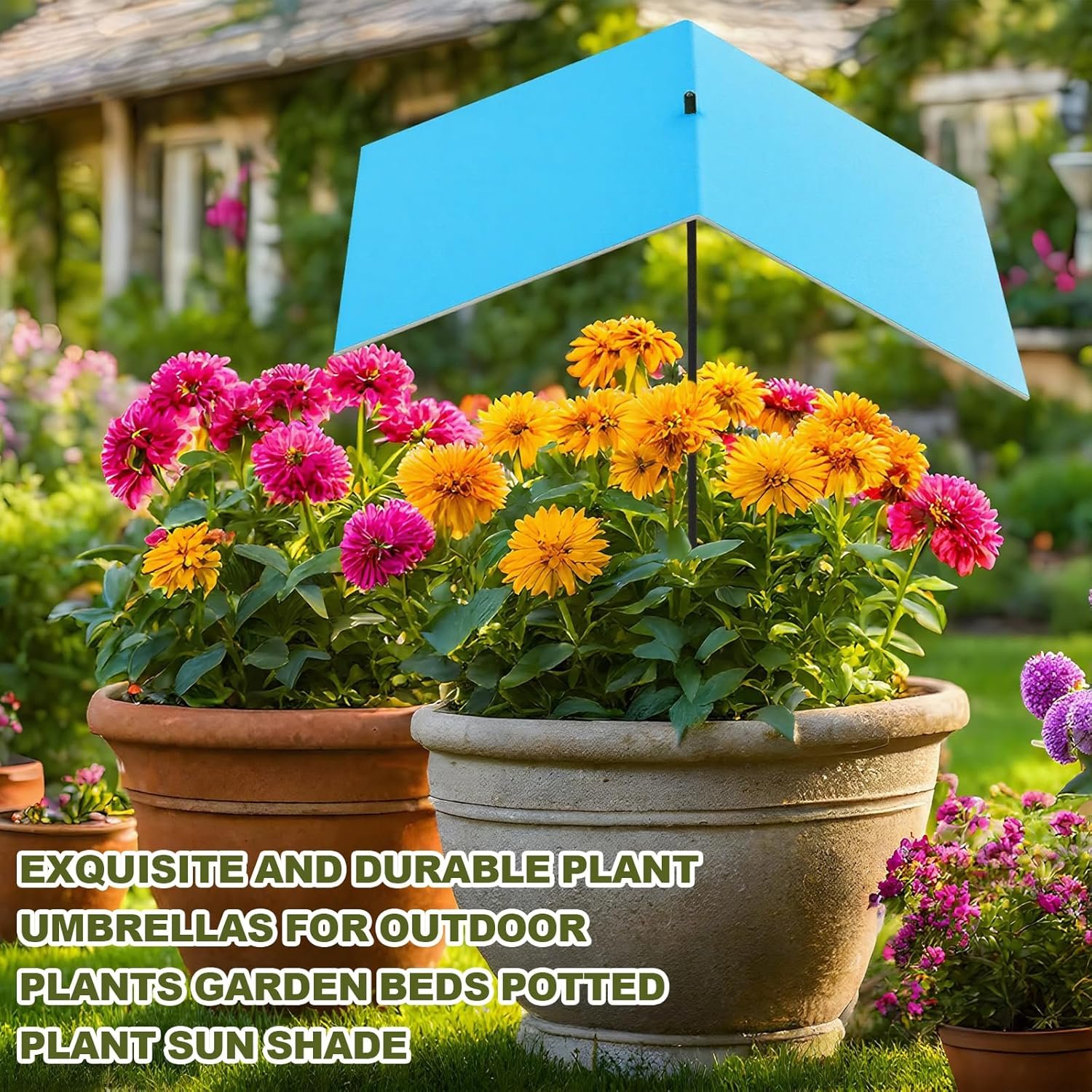 Novabright 4 Pack Plant Shade Umbrellas for Outdoor Plants, 16" x 24" Colorful Sun Shade Cover with Stakes for Potted Plants, Garden Beds & Flowers, UV Protection Umbrella for Plant - Image 8