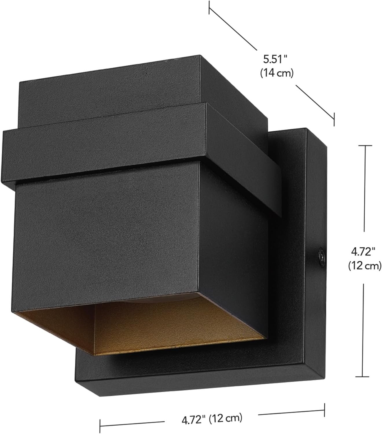 Globe Electric 60000022 11.5W LED Integrated Outdoor Wall Sconce, Matte Black, Gold Accent, 400 Lumens, 3000 Kelvins, 90 CRI, Front or Back Porch Decor, Modern Minimalist Exterior Lighting - Image 9