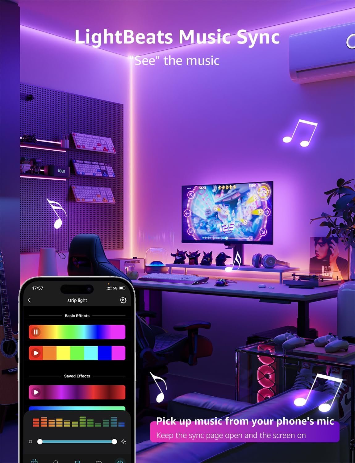 Lepro SE1 AI Smart LED Strip Lights - 65.6ft RGB Color Changing Light Strips with APP Control, AI Generated Lighting, Music Sync, 2.4GHz Wi-Fi & Bluetooth LED Lights for Home Decor (No Remote) - Image 7