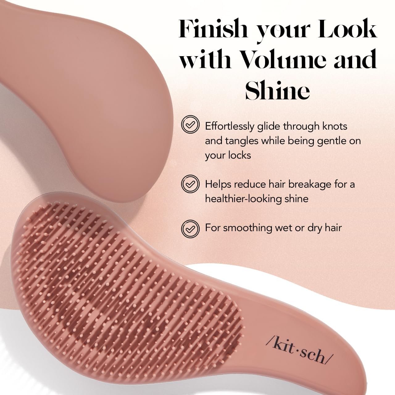 Kitsch Detangler Brush – Gentle Curly Hair Brush with Flexible Bristles for All Hair Types - Wet or Dry | Detangling Hair Brushes for Women & Men, Hairbrush for Adults & Kids - Terracotta - Image 3
