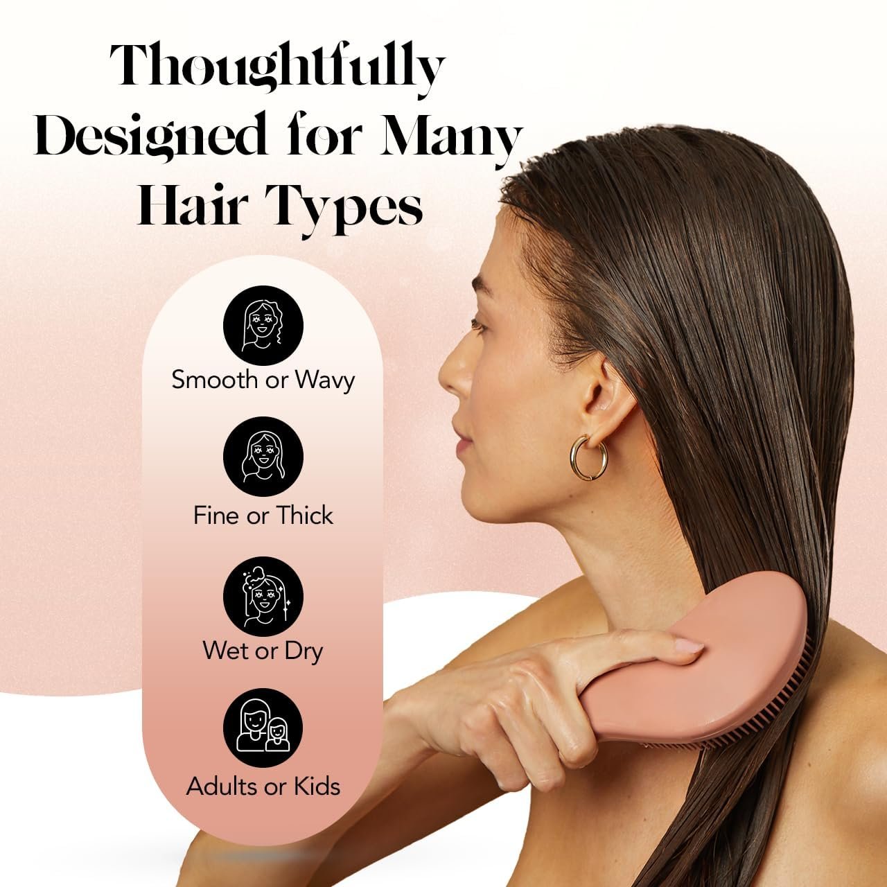 Kitsch Detangler Brush – Gentle Curly Hair Brush with Flexible Bristles for All Hair Types - Wet or Dry | Detangling Hair Brushes for Women & Men, Hairbrush for Adults & Kids - Terracotta - Image 4