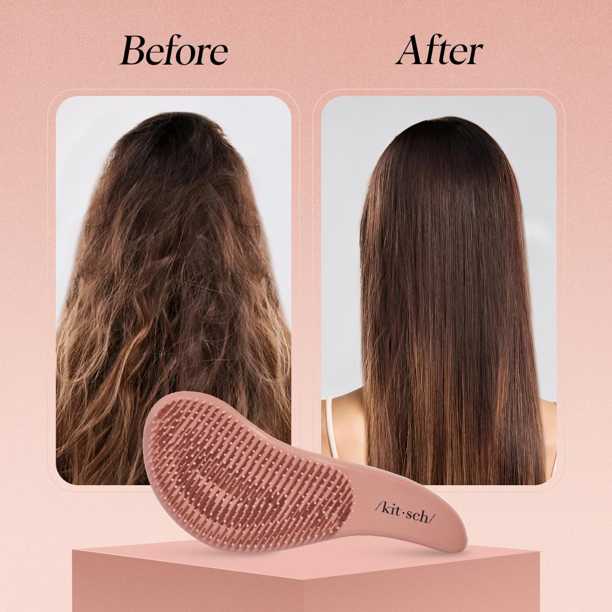Kitsch Detangler Brush – Gentle Curly Hair Brush with Flexible Bristles for All Hair Types - Wet or Dry | Detangling Hair Brushes for Women & Men, Hairbrush for Adults & Kids - Terracotta - Image 5