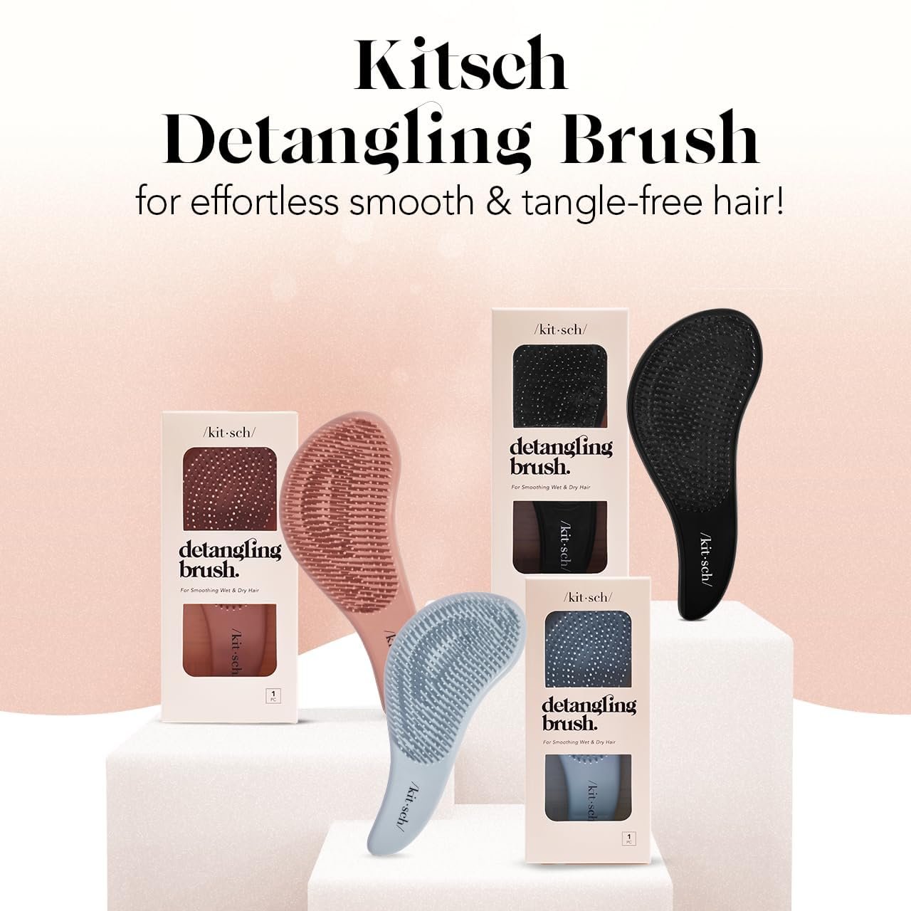 Kitsch Detangler Brush – Gentle Curly Hair Brush with Flexible Bristles for All Hair Types - Wet or Dry | Detangling Hair Brushes for Women & Men, Hairbrush for Adults & Kids - Terracotta - Image 8