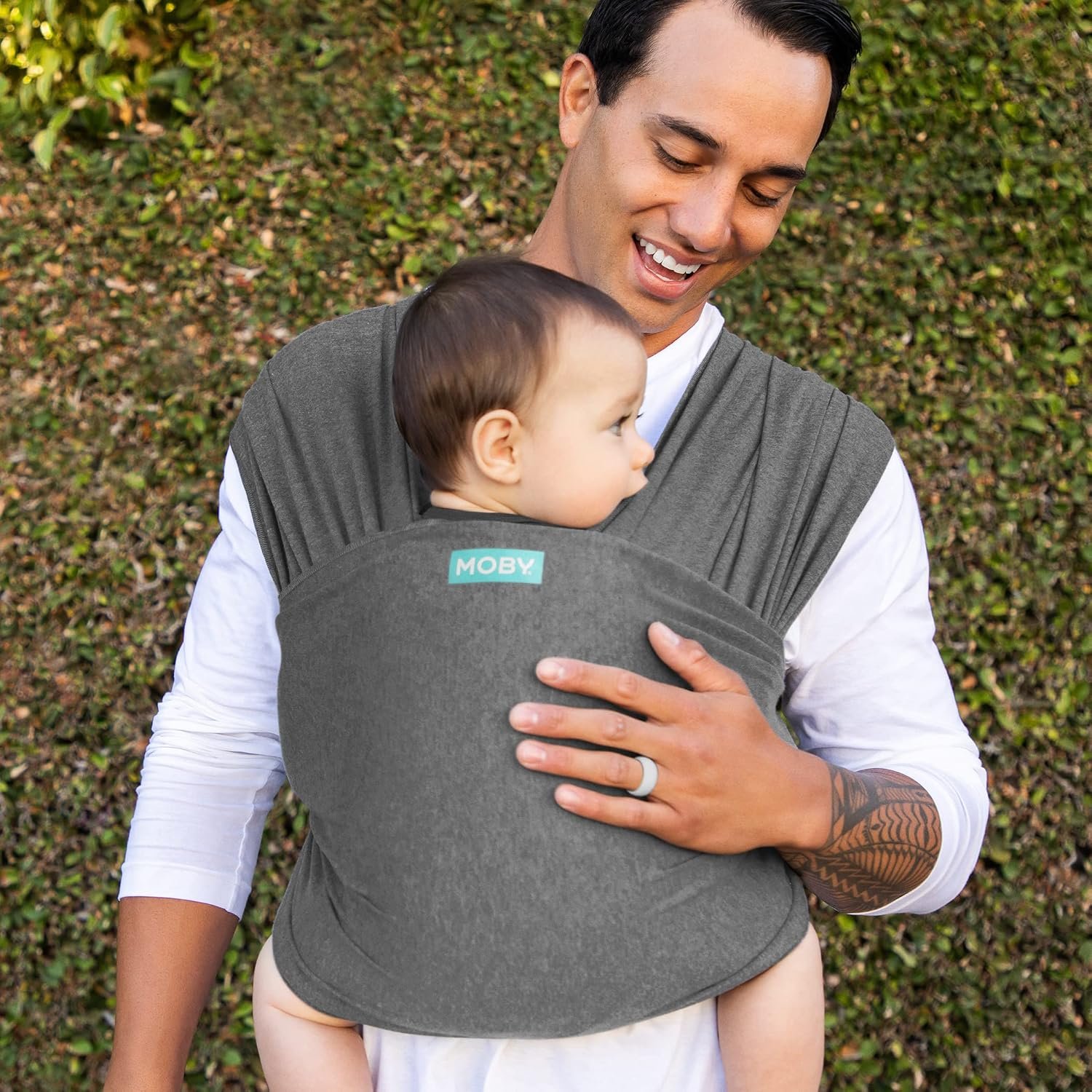 Moby Baby Wrap Carrier Element for Newborns to Toddlers (8-33lbs), Infant Sling Carrier, Ultra Lightweight & Hands Free Design, Adjustable for All Body Types (Asphalt) - Image 4