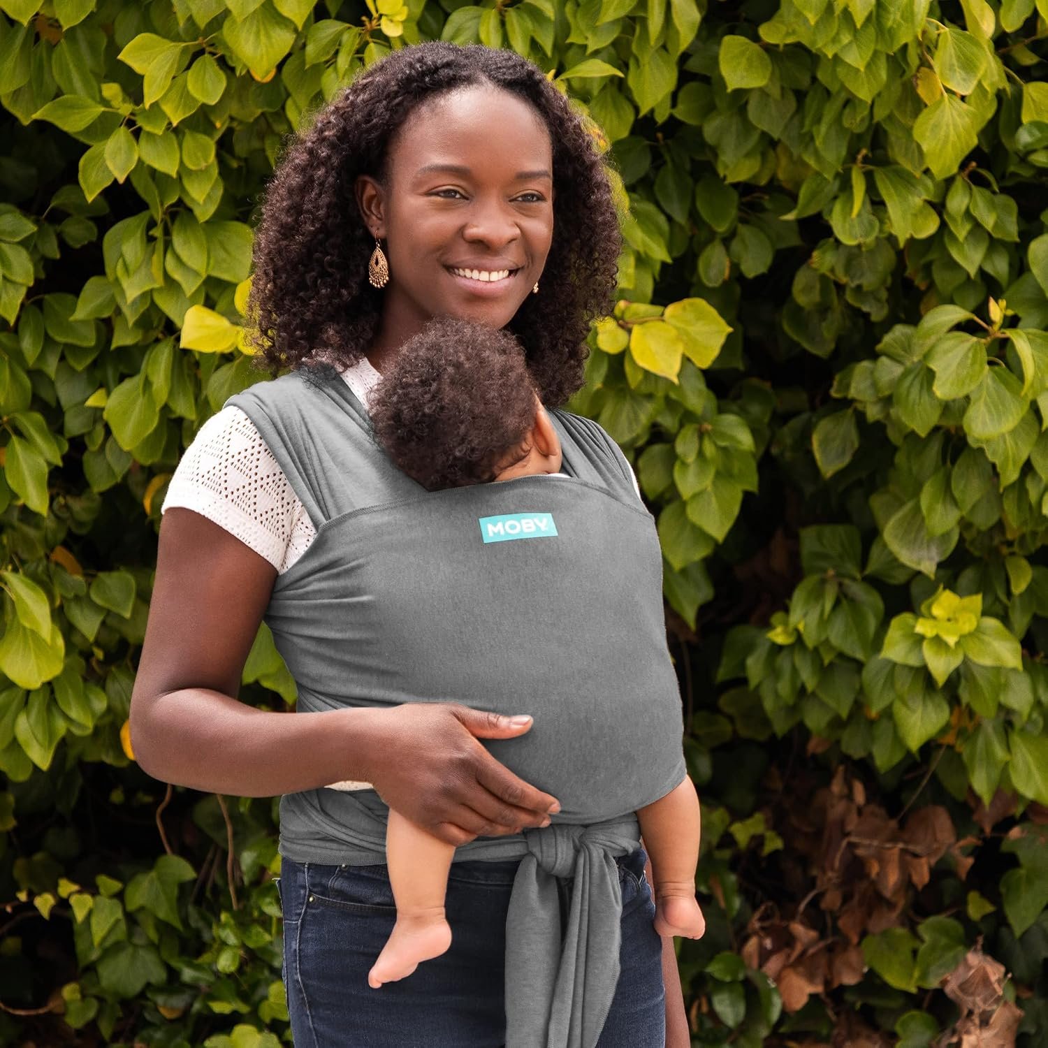 Moby Baby Wrap Carrier Element for Newborns to Toddlers (8-33lbs), Infant Sling Carrier, Ultra Lightweight & Hands Free Design, Adjustable for All Body Types (Asphalt) - Image 6