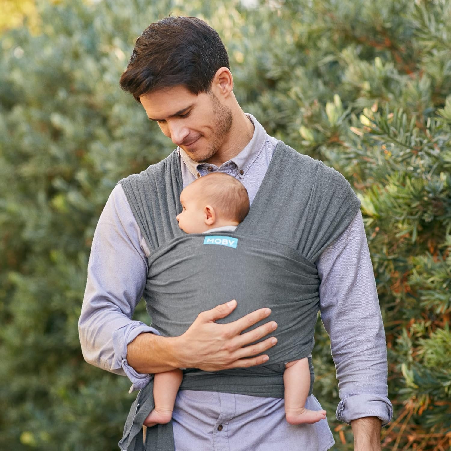 Moby Baby Wrap Carrier Element for Newborns to Toddlers (8-33lbs), Infant Sling Carrier, Ultra Lightweight & Hands Free Design, Adjustable for All Body Types (Asphalt) - Image 7