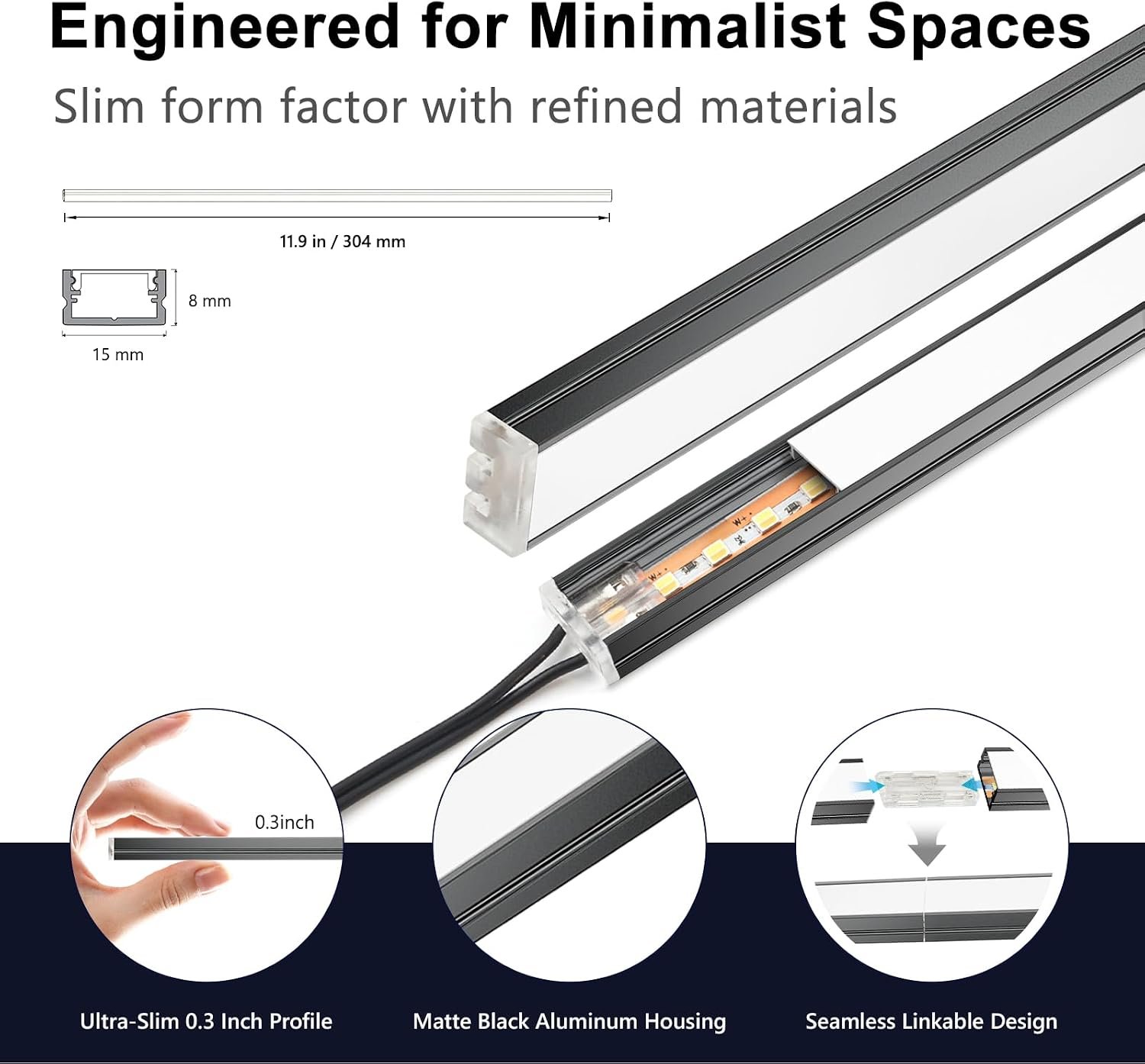VST Smart Under Cabinet Lighting 6 Bars, App/Voice/Hand Wave Control, Black | UL Listed CRI 93+ Adjustable Strip Lights, Alexa & Google Home Compatible for Kitchen Cabinets & Closets - Image 4