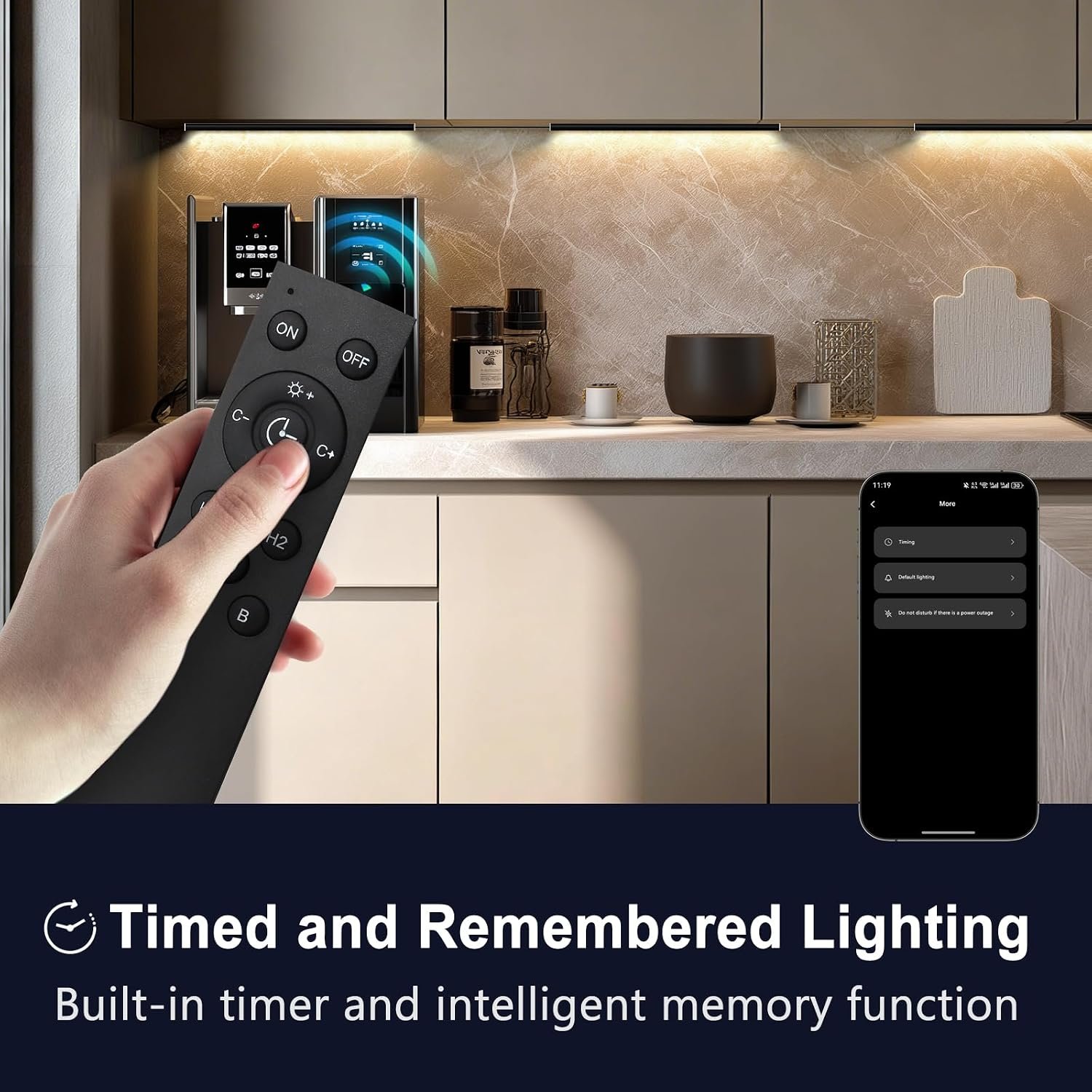 VST Smart Under Cabinet Lighting 6 Bars, App/Voice/Hand Wave Control, Black | UL Listed CRI 93+ Adjustable Strip Lights, Alexa & Google Home Compatible for Kitchen Cabinets & Closets - Image 5