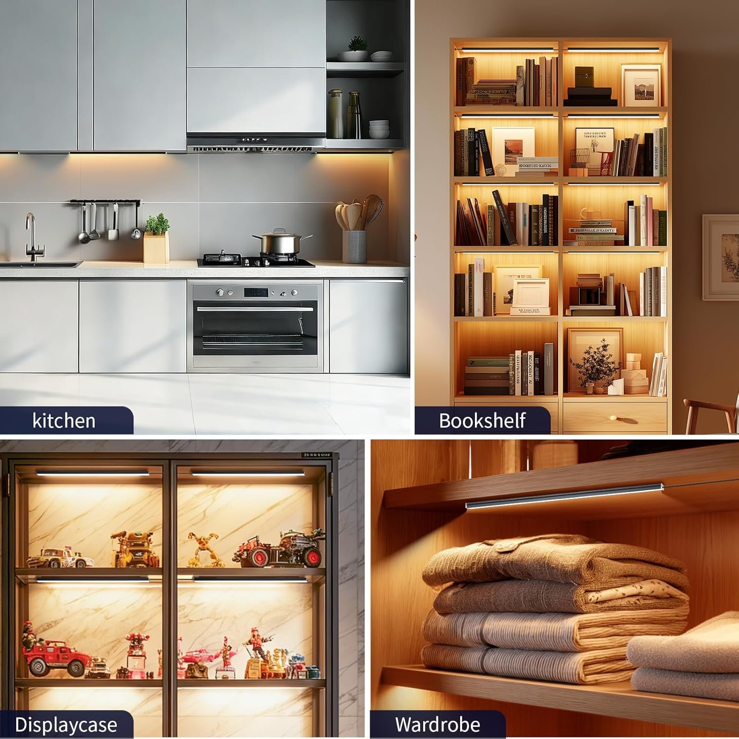 VST Smart Under Cabinet Lighting 6 Bars, App/Voice/Hand Wave Control, Black | UL Listed CRI 93+ Adjustable Strip Lights, Alexa & Google Home Compatible for Kitchen Cabinets & Closets - Image 8