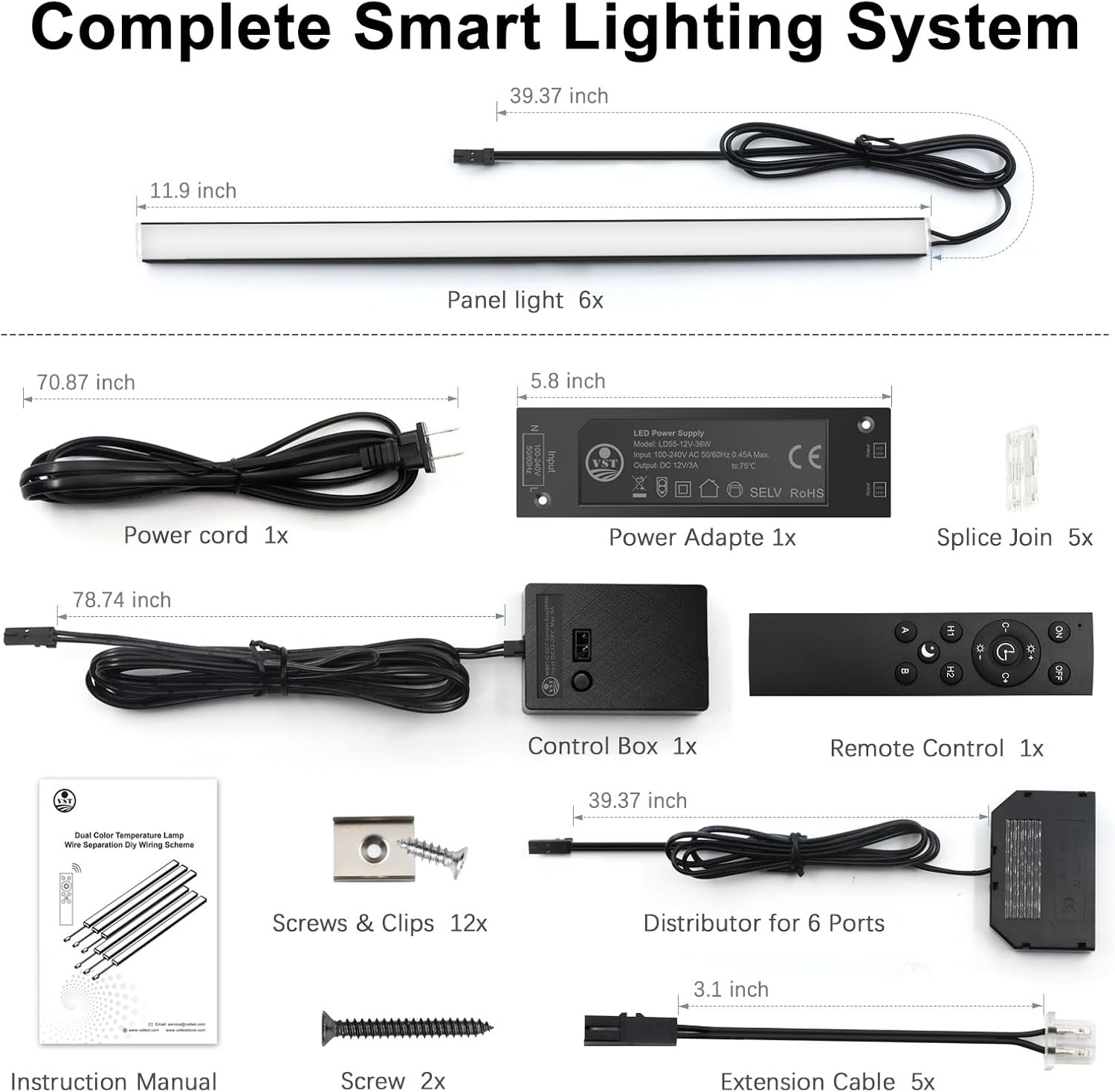 VST Smart Under Cabinet Lighting 6 Bars, App/Voice/Hand Wave Control, Black | UL Listed CRI 93+ Adjustable Strip Lights, Alexa & Google Home Compatible for Kitchen Cabinets & Closets - Image 9