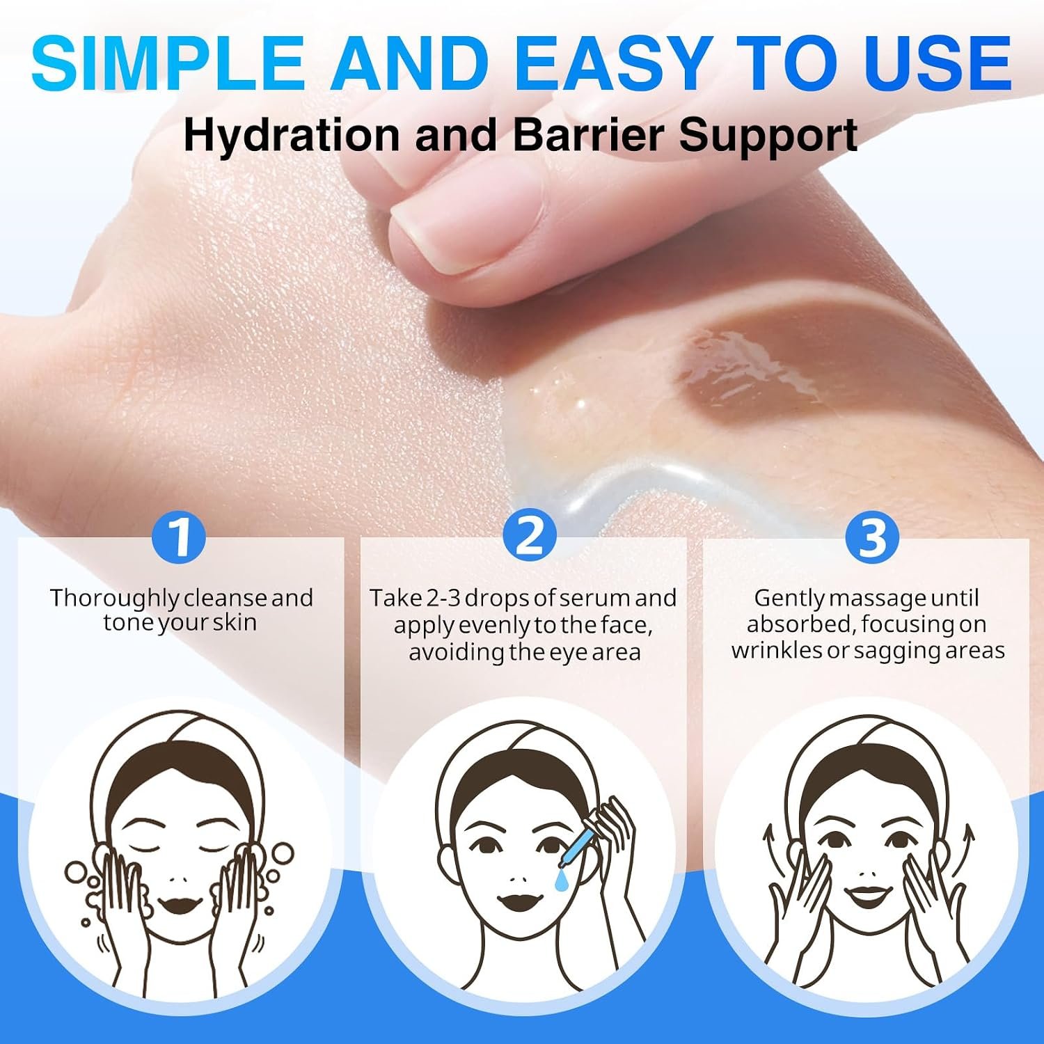 Copper Peptides Serum for Face with Hyaluronic Acid and GHK-CuPeptide,Hydrating Firming Facial Serum for Fine Lines & Smooth Skin, Lightweight Anti-Aging Skin Care for All Skin Types,60ml - Image 4