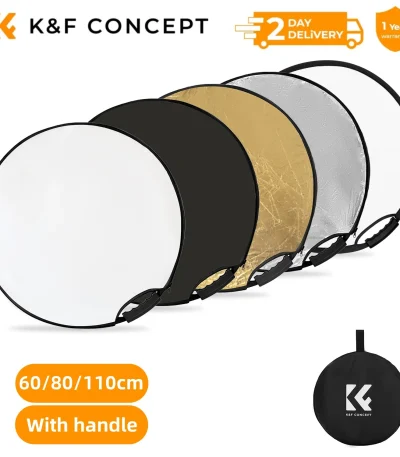 K&F CONCEPT 5-in-1 Light Reflector with Handle Photography Light Blocking Photography Tent Circular Reflector Translucent Panel