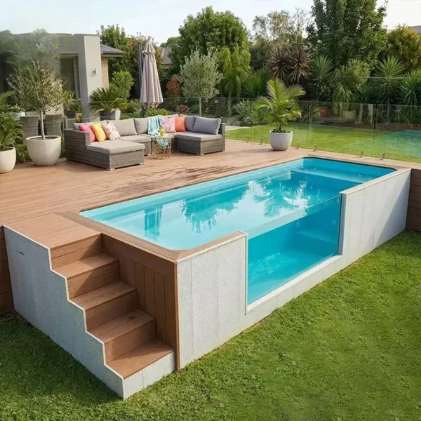 All-Weather Shipping Container Pool UV-Resistant and Anti-Corrosion Swimming Pool for Year-Round Outdoor Using