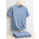 AIOPESON 100% Cotton Stripe T-Shirts for Men Solid Color O-Neck Soft Touch Comfortable Casual Summer Wear Top