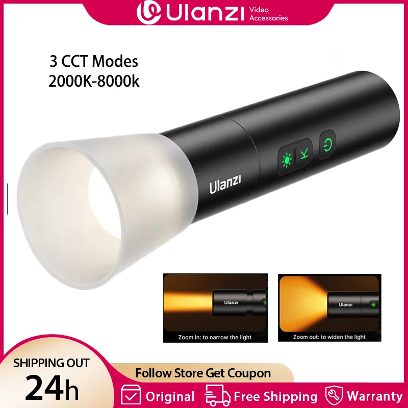Ulanzi LM07 Videography Flashlight Zoomable Photography Light Bi-Color Dimmable Brightness Videolight 2000-8000K CCT for Outdoor Ulanzi LM07 Videography Flashlight Zoomable Photography Light Bi-Color Dimmable Brightness Videolight 2000-8000K CCT for Outdoor
