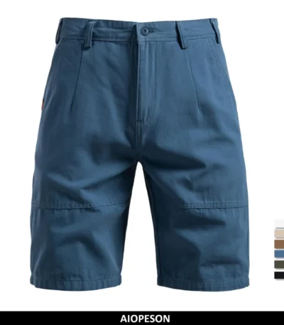 ‌AIOPESON 2025 Men's 5-Inch Casual Shorts 100% Cotton Solid Elastic Waist Summer Comfy Beach Business Social Multi Colors 1