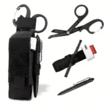 4Pcs Tourniquet Sets First Aid Kit Tourniquet Survival Set Outdoor Tourniquet, Molle Bag, Professional Scissors and EDC Pen