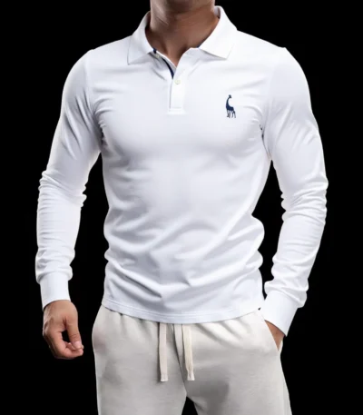 AIOPESON Premium Solid Color Polo Men Slim Fit Henley Long Sleeve Luxury Textured Fabric Business Casual Mens Polo Shirts 1