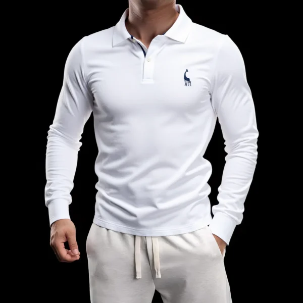 AIOPESON Premium Solid Color Polo Men Slim Fit Henley Long Sleeve Luxury Textured Fabric Business Casual Mens Polo Shirts