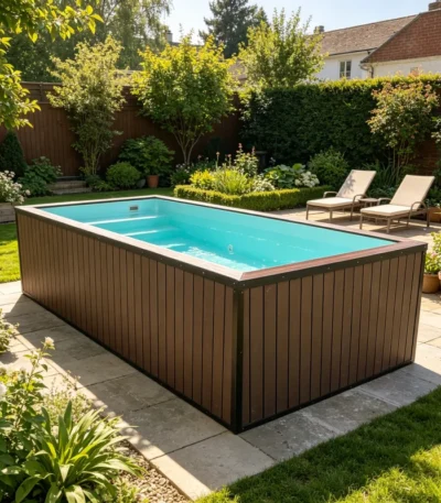 Customized Deep Leisure Glass Pool, Anti-rust Container Body, Fashion Inground Pool for Modern Home Style 1