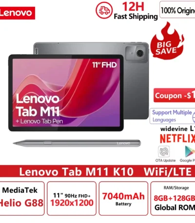 Global ROM Lenovo Tab M11 k10 11” 90Hz Display Android 13 L1 MediaTek Helio G88 8GB/128GB 7040mAh Battery 4G LTE Tablet 2025 1