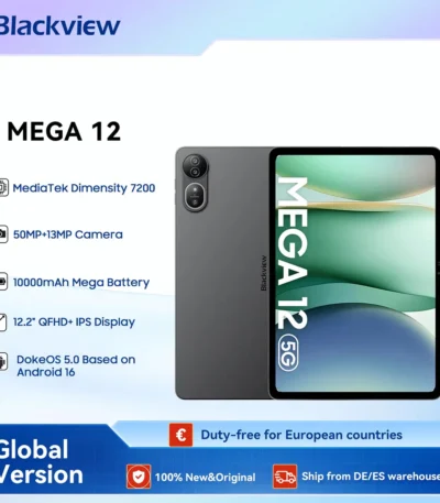 Blackview MEGA 12 Tablet 5G Dimensity 7200 CPU 12.2" 2.4K 120Hz Display IP69K Waterproof 50MP 10000mAh Pad PC 1