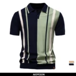 AIOPESON Brand Men’s Striped Mesh Polo Shirt for High Quality Breathable Fabric Stylish Casual Male Polo Shirts ﻿
