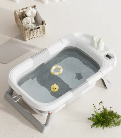 Portable Foldable Baby Bathtub Display Wall Mount Collapsible Infant Shower Tub Space Saving Kids Bath Basin for Newborn Toddler